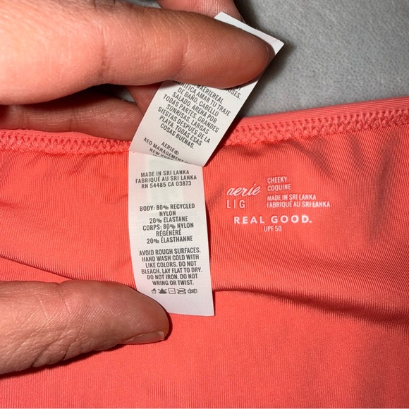 NEW Aerie Pink Blue Coral Cheeky  Bikini Bottom Size Large - Picture 4 of 7
